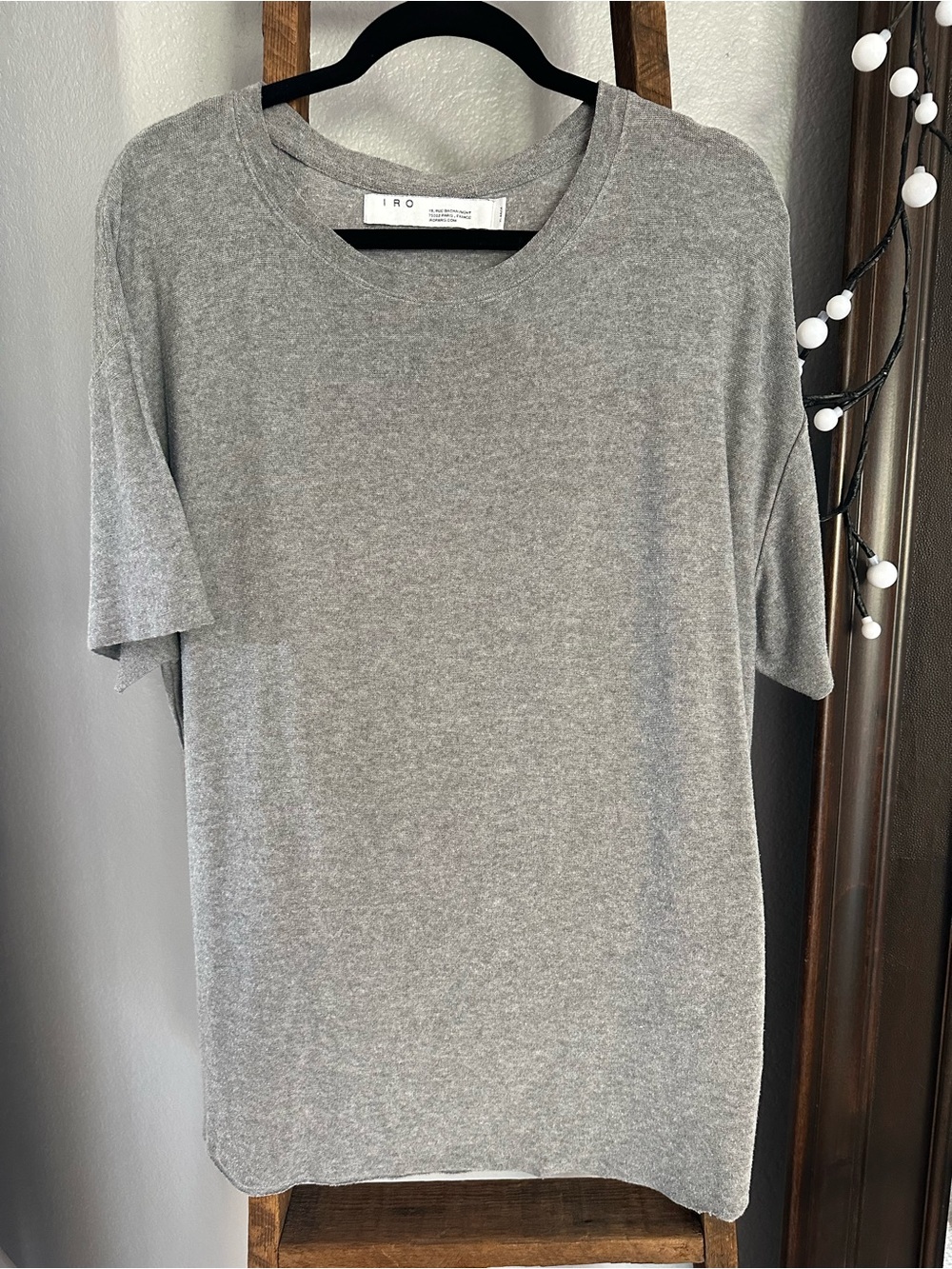 IRO men’s Gray Short Sleeve Crewneck Tee, size XL
